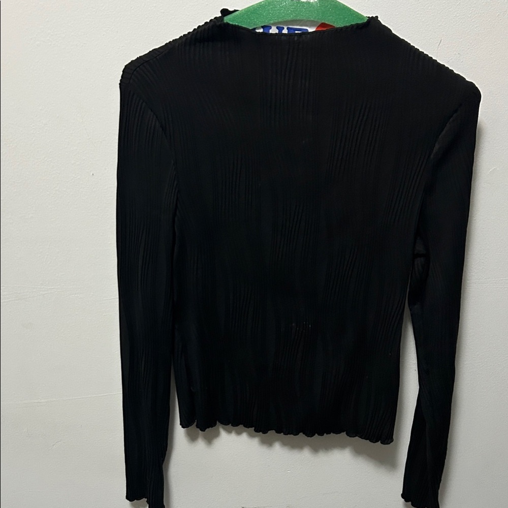 Uniqlo Black Ribbed Long Sleeve Crewneck Top